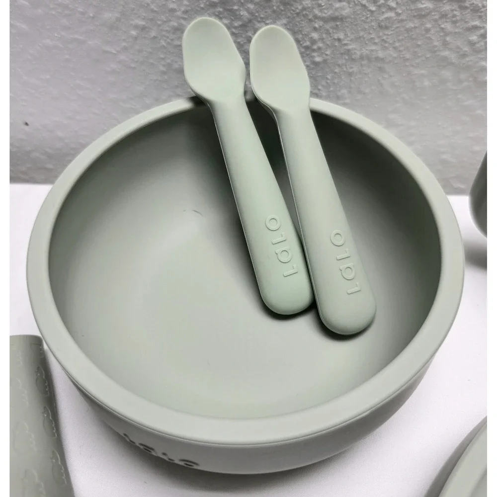 Lalo 6pc Silicone First Bites Full Kit Feeding Set - Sage